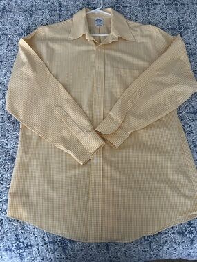 Brooks Brothers Yellow Gingham Long-Sleeve Dress Shirt 16 1/2 - 34